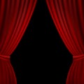 Stage Opened Red Curtain Royalty Free Stock Photo