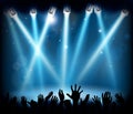 Stage Party Crowd Concert People Hands Silhouette Royalty Free Stock Photo