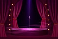 Stage for performances with microphone template Royalty Free Stock Photo