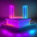 Stage with pink and red tone lights abstract neon light background. Royalty Free Stock Photo