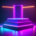 Stage with pink and red tone lights abstract neon light background. Royalty Free Stock Photo