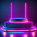 Stage with pink and red tone lights abstract neon light background. Royalty Free Stock Photo