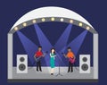 Stage platform to rock band. Royalty Free Stock Photo