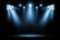 Stage podium with Blue lighting, Stage Podium Spots Scene Background