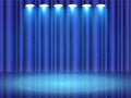 Stage podium with lighting, Stage Podium Scene with for Award Ceremony on blue Background, Vector illustration. Royalty Free Stock Photo