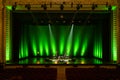 stage prepared for a show by artists with green lighting, Tivoli in the city of Lisbon.