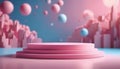 Pink 3d podium display with abstract background Royalty Free Stock Photo