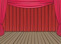 Stage and red curtain