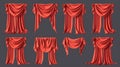 Stage red curtain with folds. Realistic modern illustration of a close and open opera cloth drapery for presentations Royalty Free Stock Photo