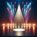 stage with a single powerful spotlight casting a focused beam on the center, creating a captivating visual focal point