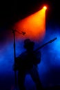 Stage with smoke and guitar player Royalty Free Stock Photo