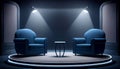 Stage with sofas and spotlights in concept of debate and meetings Ai