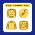Stage sound equipment mini icon set
