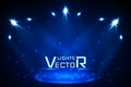 Stage spot lighting. magic light. blue vector background Royalty Free Stock Photo