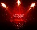 Stage spot lighting. magic light. red vector background Royalty Free Stock Photo
