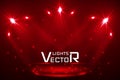 Stage spot lighting. magic light. red vector background Royalty Free Stock Photo