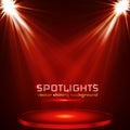 Stage spot lighting. magic light. red vector background Royalty Free Stock Photo