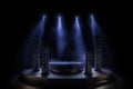 Stage with spotlight on stage. Podium with lighting.