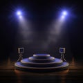 Stage with spotlight on stage. Podium with lighting.