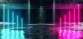 Stage Structure Dance Neon Glowing Vertical Shaped Sci Fi Futuristic Club Dance Retro Alien Spaceship Corridor Tunnel Purple Blue