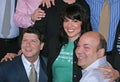 Michael McGrath, Sara Ramirez, & Casey Nicholaw at Meet the Nominees for the 59th Tony Awards in NYC in 2005