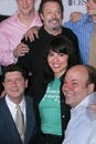 Tim Curry, Michael McGrath, Sara Ramirez, and Casey Nicholaw at Meet the Nominees for the 59th Tony Awards in NYC in 2005