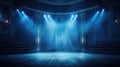 Stage theater with blue curtains and spotlight. Stage background Royalty Free Stock Photo