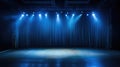 Stage theater with blue curtains and spotlights. Stage background Royalty Free Stock Photo