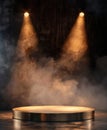 Stage With Three Spotlights and Smoke