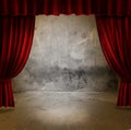 Stage and velvet curtains