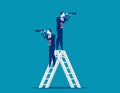 Stage of work. Business team and telescope, Concept business vector. Teamwork, Successful Royalty Free Stock Photo