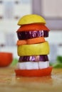 Staged sliced vegetables on the table