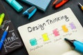 Stages of design thinking in the open notepad. Royalty Free Stock Photo