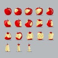 Stages of eating apple, sketch for your design Royalty Free Stock Photo