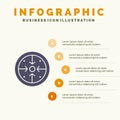 Stages, Goals, Implementation, Operation, Process Solid Icon Infographics 5 Steps Presentation Background