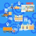 Stages of goods shipping infographics Royalty Free Stock Photo