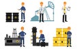 The Oil Industry At Different Stages Of Manufacture From Production To Transportation Vector Illustration Set Isolated Royalty Free Stock Photo