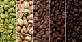 Stages of roasting coffee beans, collage. Banner design Royalty Free Stock Photo