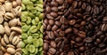 Stages of roasting coffee beans, collage. Banner design Royalty Free Stock Photo