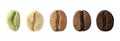 Stages of roasting coffee beans on white background, collage. Banner design Royalty Free Stock Photo