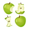 Stages of whole and bitten apple isolated on white background Royalty Free Stock Photo