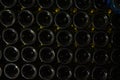 Stages of wine production from fermentation to bottling, visit to wine cellars in Burgundy, France. Aging in bottles Royalty Free Stock Photo