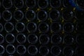 Stages of wine production from fermentation to bottling, visit to wine cellars in Burgundy, France. Aging in bottles Royalty Free Stock Photo