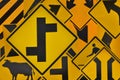 Staggered intersection ahead sign on traffic symbol pattern