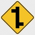 symbol Staggered Junction Traffic Road Sign on transparent background