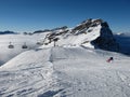 Staggering skier, Titlis region Royalty Free Stock Photo