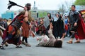 Staging of Jesus road on the mountain Calavary