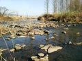 A stagnant river in drought condition Royalty Free Stock Photo