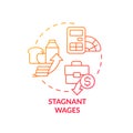 Stagnant wages red gradient concept icon