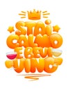 Stai calmo e bevi vino- Keep calm and drink wine italian language poster. 3d cartton style